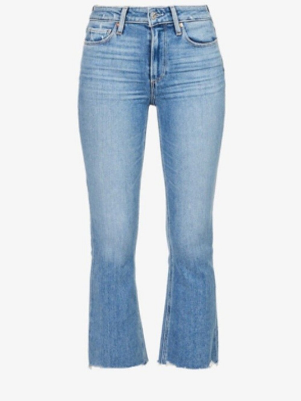 Paige Colette Crop Flare Denim Jean Size 27 Ankle Mel Distressed Fray Hem